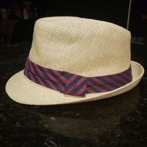 Red and blue striped Fedora
